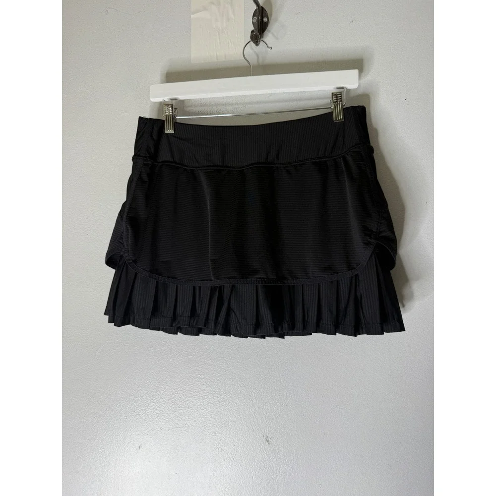 ATHLETA Black Striped Good Match Athletic Skort / Skirt‎ medium tall